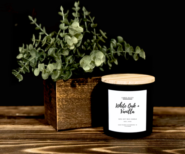 White Oak + Vanilla 16 oz 100% Soy Candle - Image 2