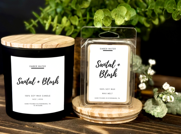 Santal + Blush 16 oz 100% Soy Candle - Image 3