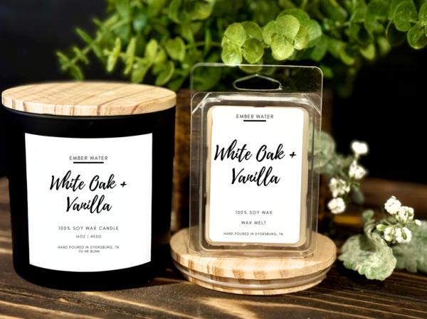 White Oak + Vanilla 16 oz 100% Soy Candle - Image 3