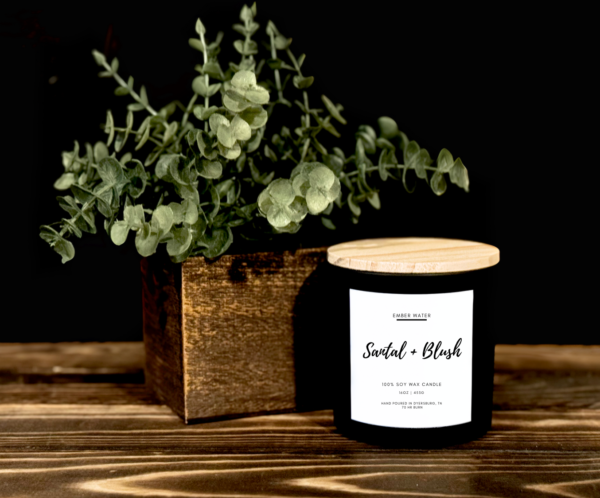 Santal + Blush 16 oz 100% Soy Candle - Image 2
