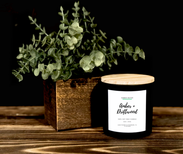 Amber + Driftwood 16 oz 100% Soy Candle 