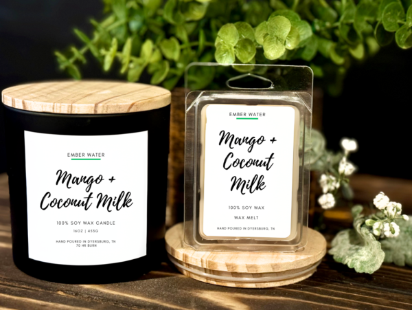 Mango + Coconut Milk 16 oz 100% Soy Candle - Image 3