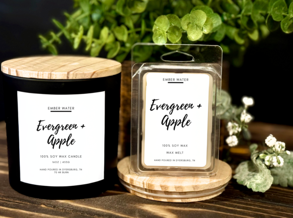 Evergreen + Apple 16 oz 100% Soy Candle  - Image 2