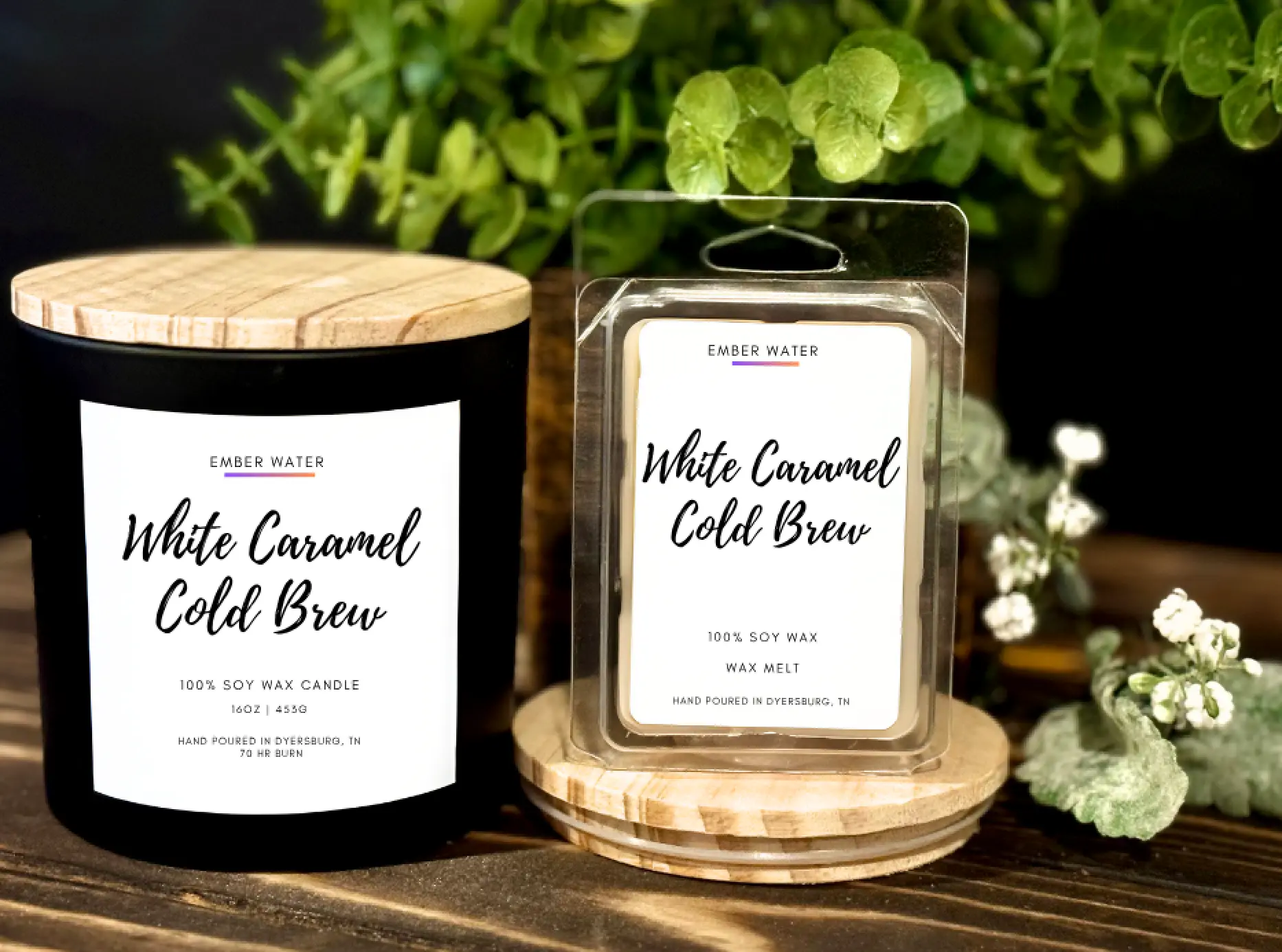 White Caramel Cold Brew 16 oz 100% Soy Candle - Image 2